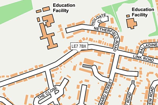 LE7 7BX map - OS OpenMap – Local (Ordnance Survey)