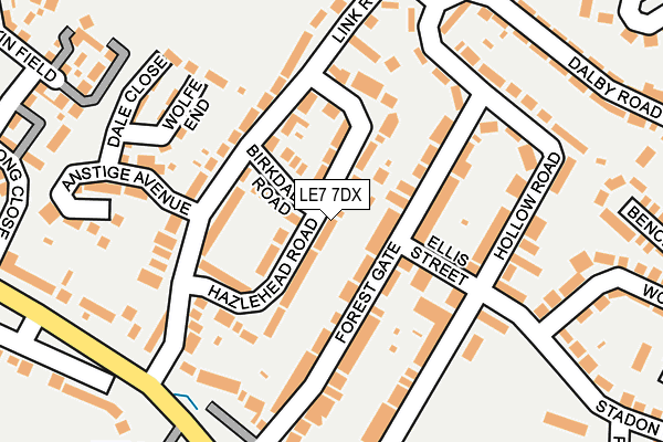LE7 7DX map - OS OpenMap – Local (Ordnance Survey)