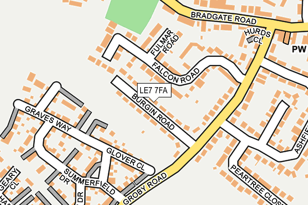 LE7 7FA map - OS OpenMap – Local (Ordnance Survey)