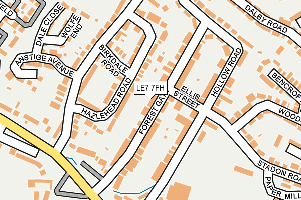 LE7 7FH map - OS OpenMap – Local (Ordnance Survey)