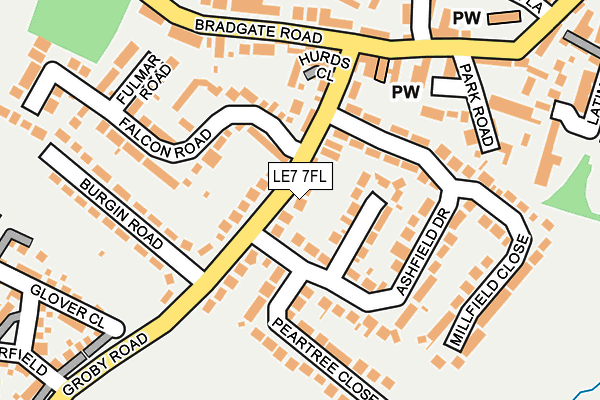 LE7 7FL map - OS OpenMap – Local (Ordnance Survey)