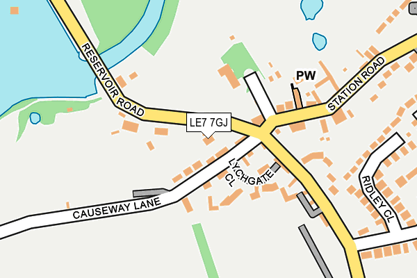 LE7 7GJ map - OS OpenMap – Local (Ordnance Survey)