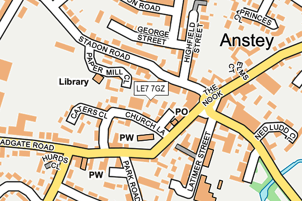 LE7 7GZ map - OS OpenMap – Local (Ordnance Survey)