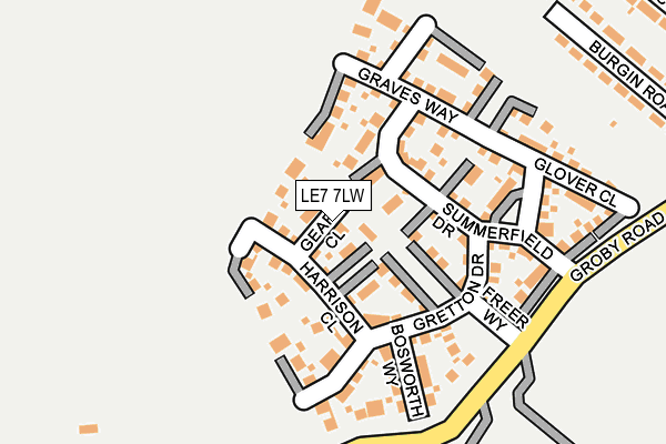 LE7 7LW map - OS OpenMap – Local (Ordnance Survey)