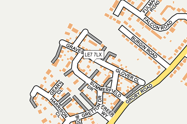LE7 7LX map - OS OpenMap – Local (Ordnance Survey)