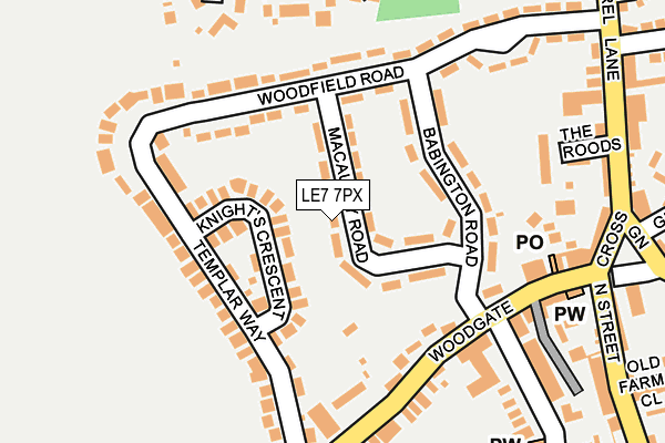 LE7 7PX map - OS OpenMap – Local (Ordnance Survey)