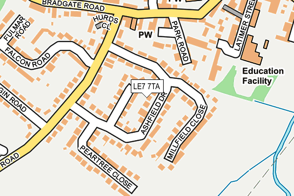 LE7 7TA map - OS OpenMap – Local (Ordnance Survey)