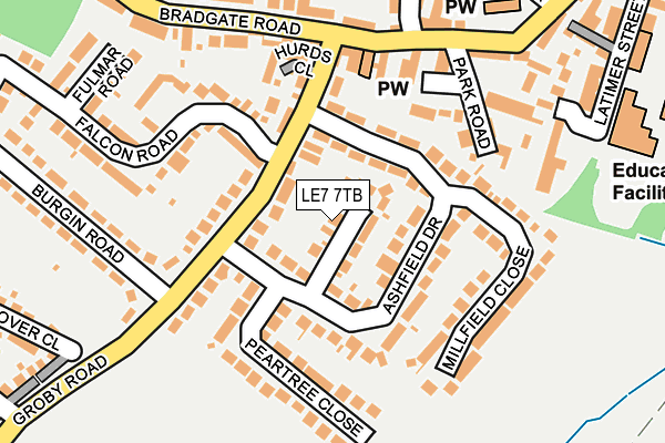 LE7 7TB map - OS OpenMap – Local (Ordnance Survey)