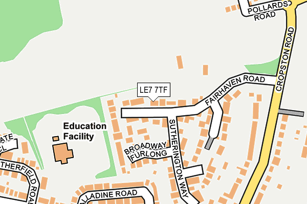 LE7 7TF map - OS OpenMap – Local (Ordnance Survey)
