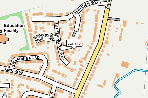 LE7 7TJ map - OS OpenMap – Local (Ordnance Survey)