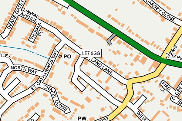 LE7 9GG map - OS OpenMap – Local (Ordnance Survey)