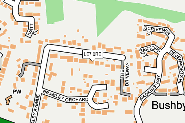 LE7 9RE map - OS OpenMap – Local (Ordnance Survey)