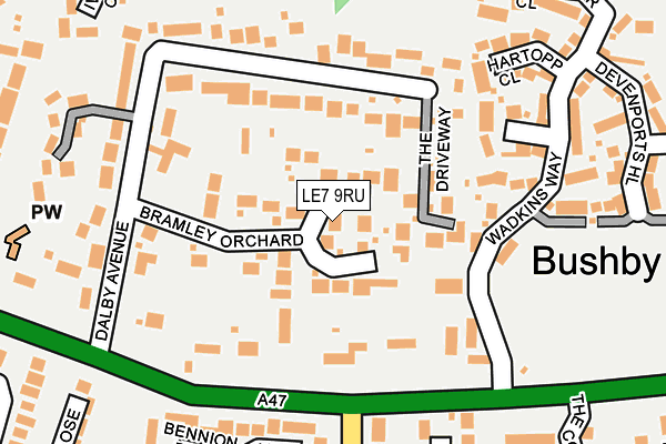 LE7 9RU map - OS OpenMap – Local (Ordnance Survey)