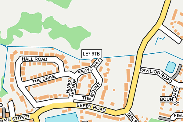LE7 9TB map - OS OpenMap – Local (Ordnance Survey)