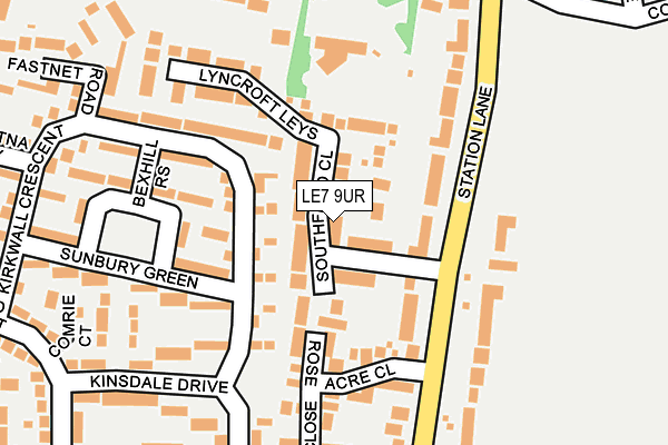 LE7 9UR map - OS OpenMap – Local (Ordnance Survey)
