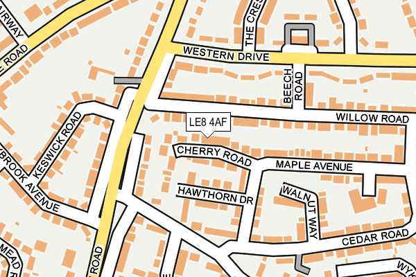 LE8 4AF map - OS OpenMap – Local (Ordnance Survey)