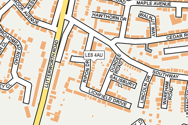 LE8 4AU map - OS OpenMap – Local (Ordnance Survey)