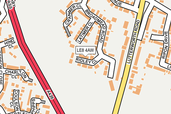 LE8 4AW map - OS OpenMap – Local (Ordnance Survey)