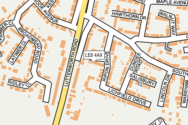 LE8 4AX map - OS OpenMap – Local (Ordnance Survey)