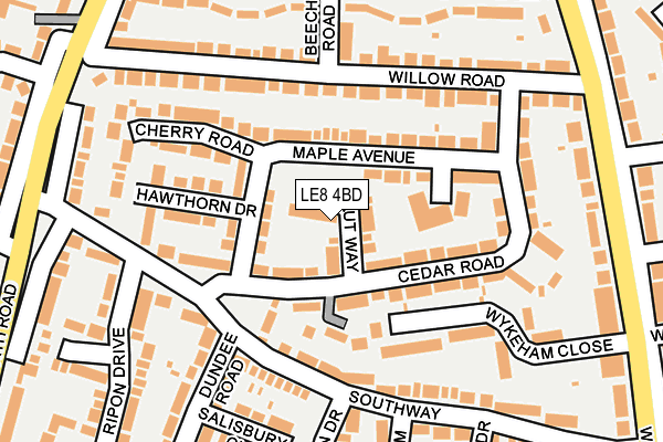 LE8 4BD map - OS OpenMap – Local (Ordnance Survey)