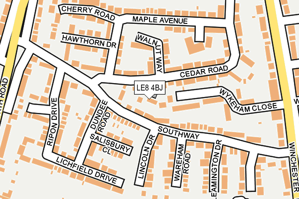 LE8 4BJ map - OS OpenMap – Local (Ordnance Survey)