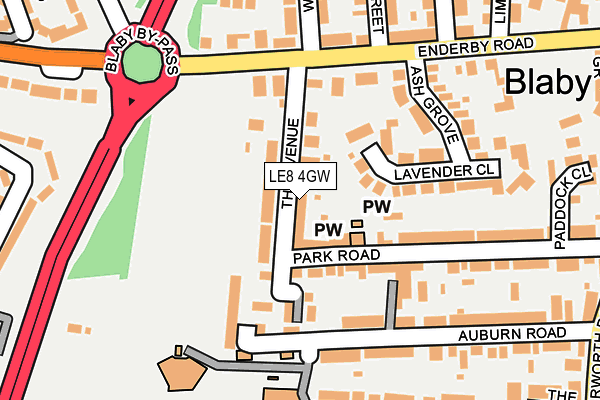 LE8 4GW map - OS OpenMap – Local (Ordnance Survey)