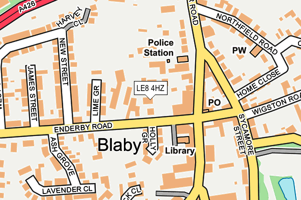 LE8 4HZ map - OS OpenMap – Local (Ordnance Survey)