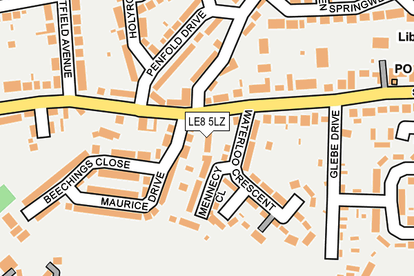 LE8 5LZ map - OS OpenMap – Local (Ordnance Survey)