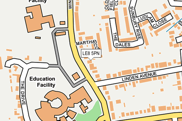 LE8 5PN map - OS OpenMap – Local (Ordnance Survey)
