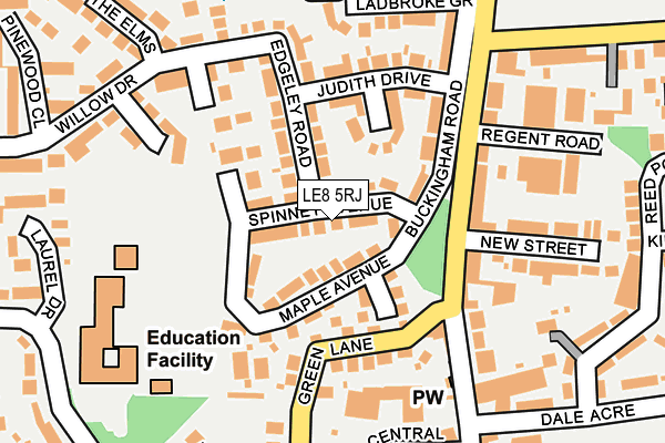 LE8 5RJ map - OS OpenMap – Local (Ordnance Survey)