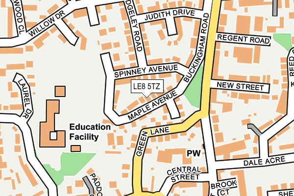 LE8 5TZ map - OS OpenMap – Local (Ordnance Survey)