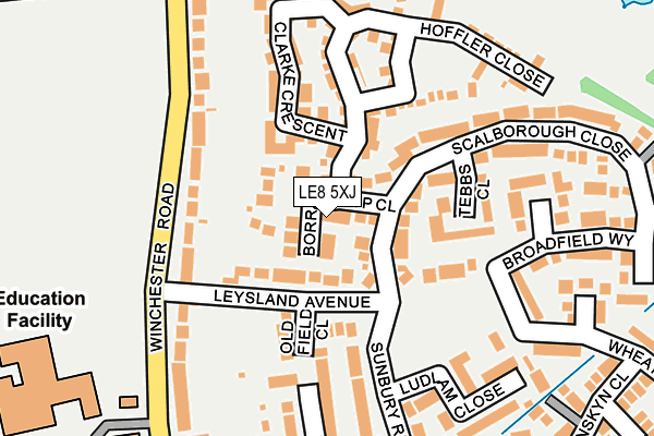 LE8 5XJ map - OS OpenMap – Local (Ordnance Survey)