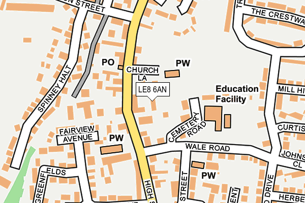 LE8 6AN map - OS OpenMap – Local (Ordnance Survey)