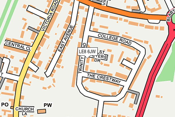 LE8 6JW map - OS OpenMap – Local (Ordnance Survey)