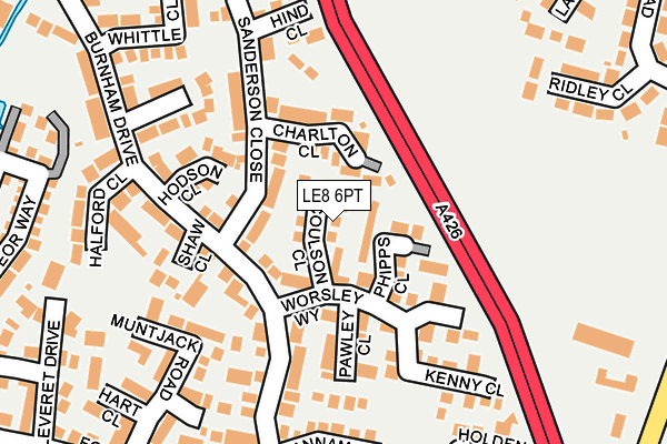 LE8 6PT map - OS OpenMap – Local (Ordnance Survey)