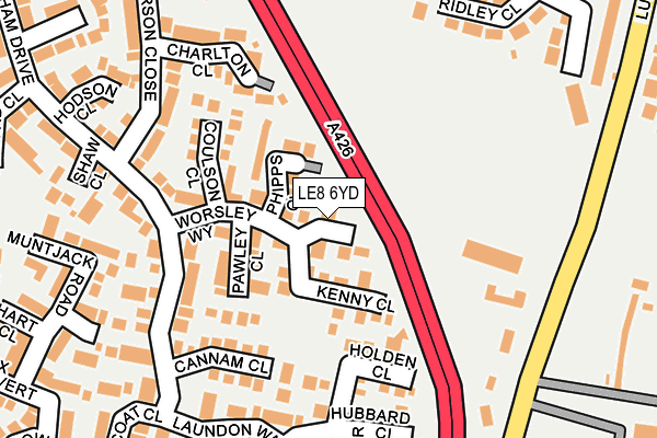 LE8 6YD map - OS OpenMap – Local (Ordnance Survey)