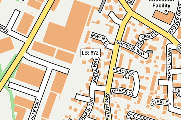 LE8 6YZ map - OS OpenMap – Local (Ordnance Survey)