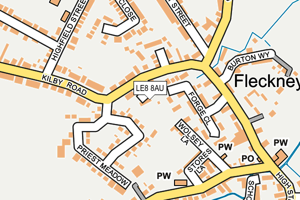 LE8 8AU map - OS OpenMap – Local (Ordnance Survey)