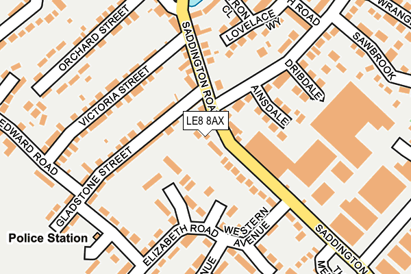 LE8 8AX map - OS OpenMap – Local (Ordnance Survey)