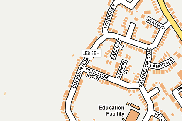 LE8 8BH map - OS OpenMap – Local (Ordnance Survey)