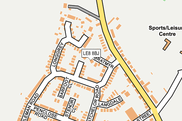 LE8 8BJ map - OS OpenMap – Local (Ordnance Survey)