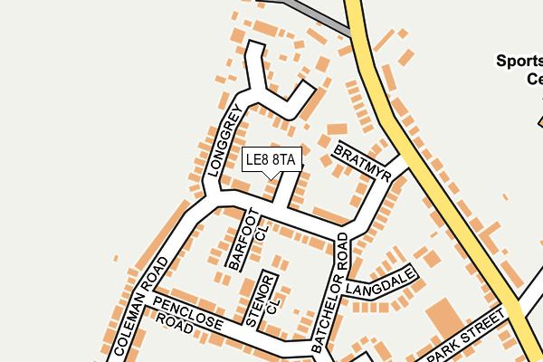 LE8 8TA map - OS OpenMap – Local (Ordnance Survey)
