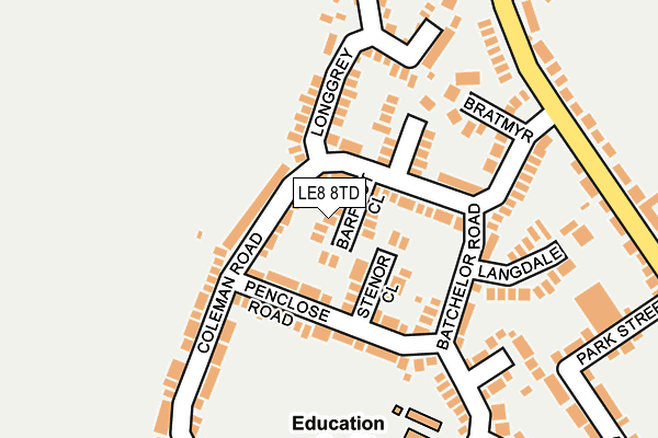 LE8 8TD map - OS OpenMap – Local (Ordnance Survey)