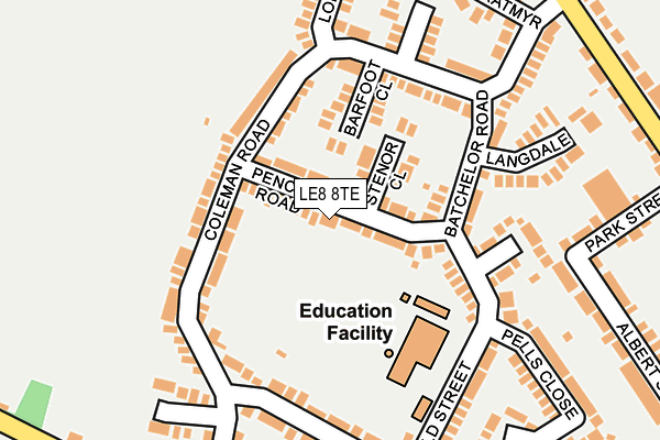 LE8 8TE map - OS OpenMap – Local (Ordnance Survey)
