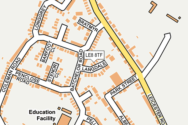 LE8 8TF map - OS OpenMap – Local (Ordnance Survey)