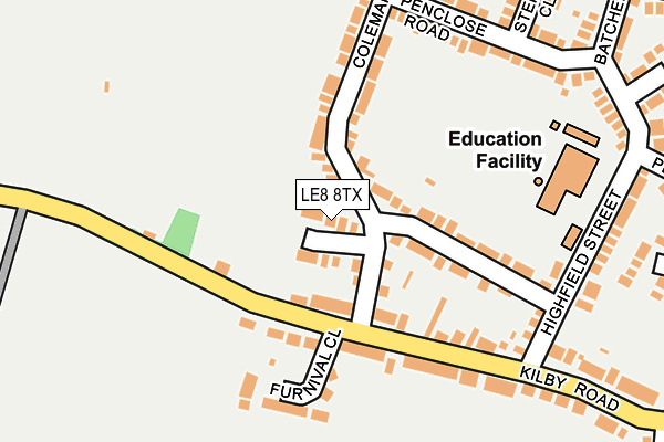 LE8 8TX map - OS OpenMap – Local (Ordnance Survey)