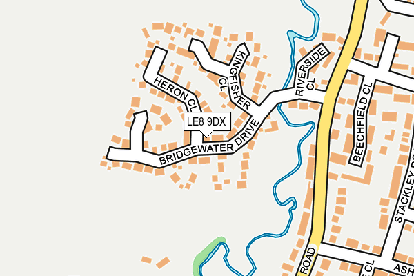 LE8 9DX map - OS OpenMap – Local (Ordnance Survey)