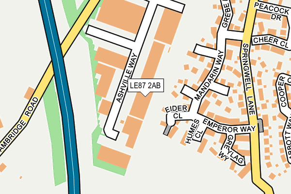 LE87 2AB map - OS OpenMap – Local (Ordnance Survey)