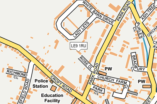LE9 1RU map - OS OpenMap – Local (Ordnance Survey)
