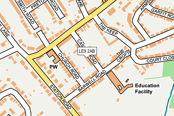 LE9 2AB map - OS OpenMap – Local (Ordnance Survey)
